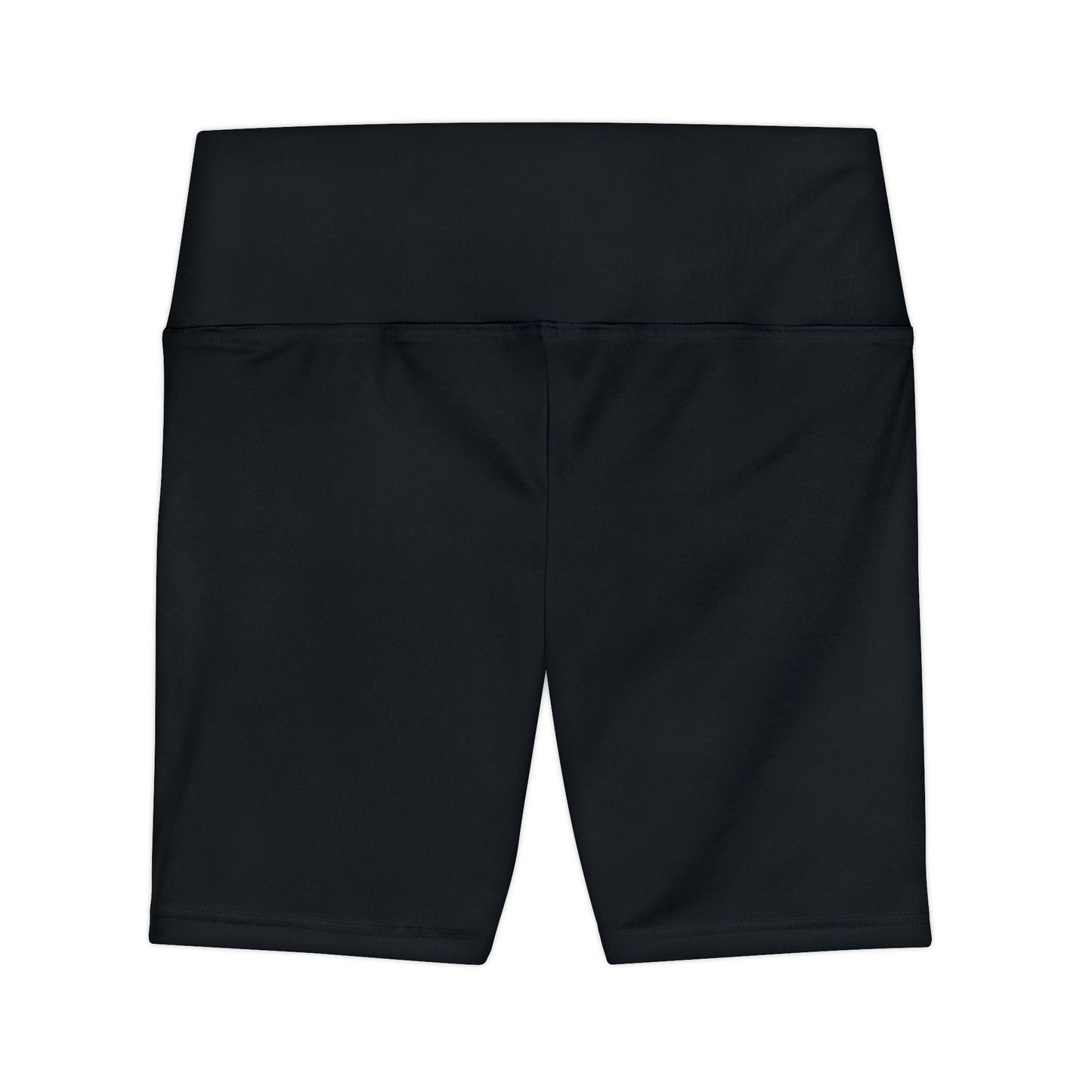 Women's Black High-Waist Workout Shorts — Silver Bullet Co. Logo