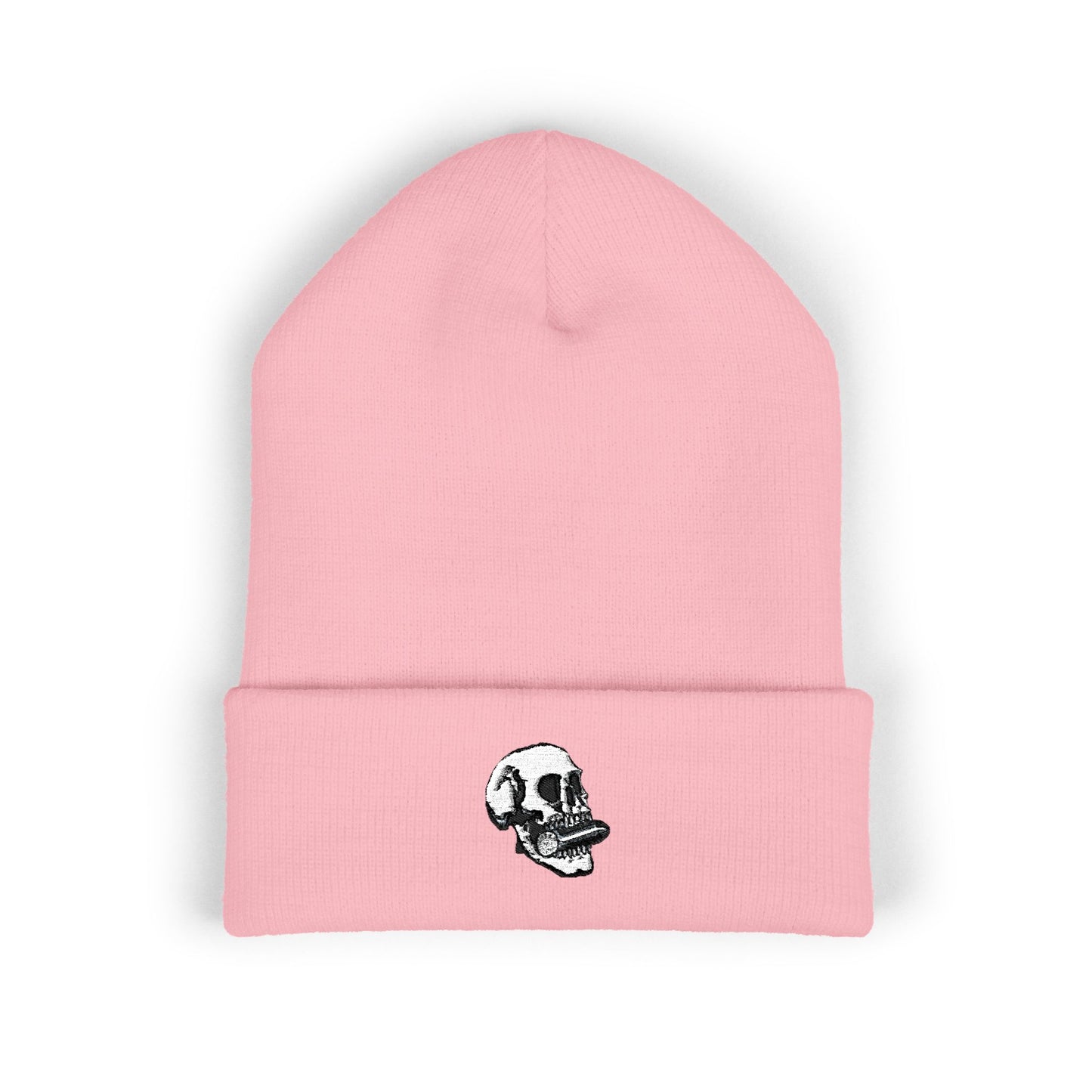 Embroidered Skull Cuffed Beanie