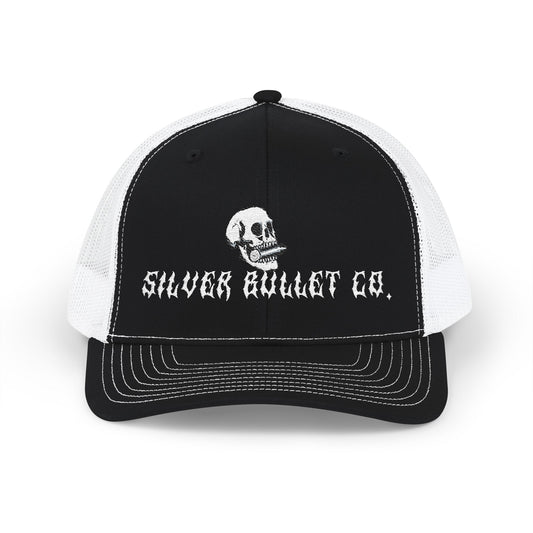 Embroidered Trucker Cap — Silver Bullet Co. Skull Logo