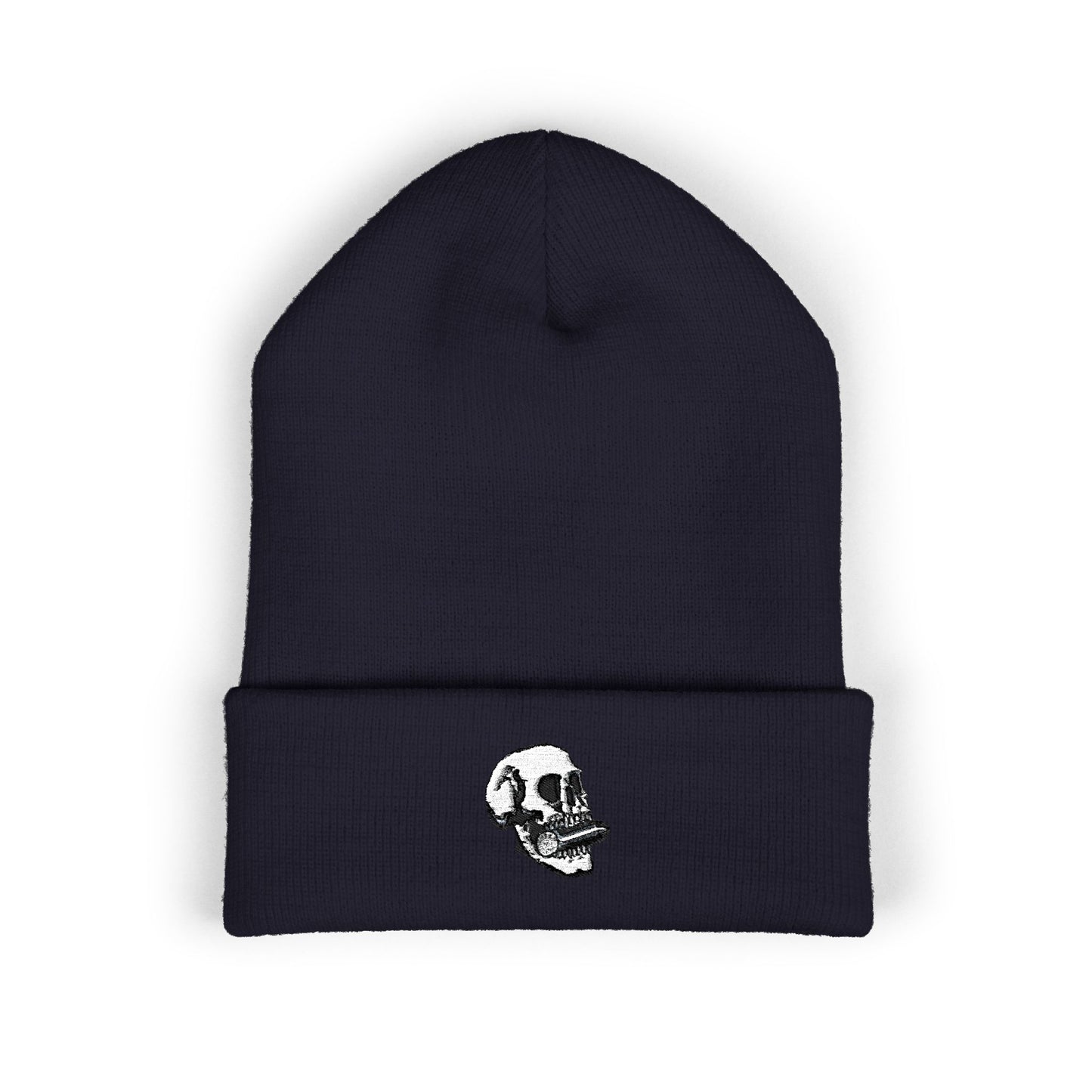 Embroidered Skull Cuffed Beanie