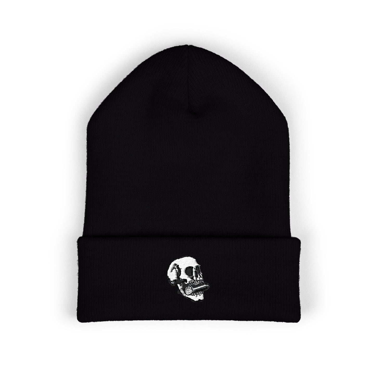 Embroidered Skull Cuffed Beanie