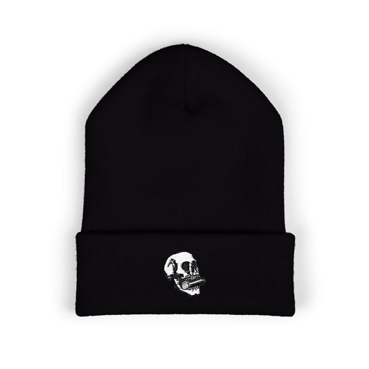 Embroidered Skull Cuffed Beanie